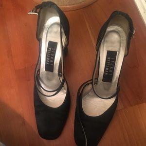 Stuart Weitzman Black Satin Closed Toe Shoe
